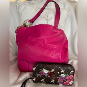 Dasein pink hobo , with flowered clutch.
